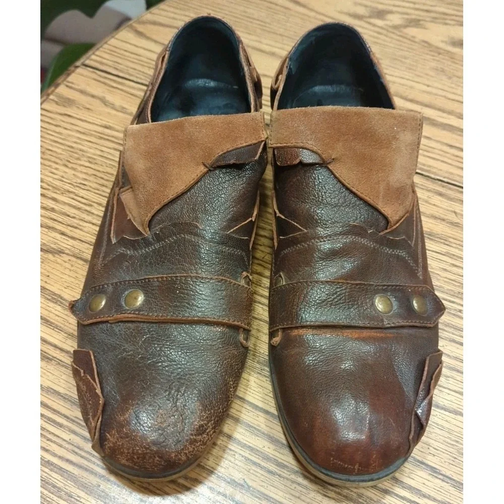 Gordon Rush Collection Men's Size 10 Brown Distressed Unique Leather Dress Shoes - Picture 2 of 8